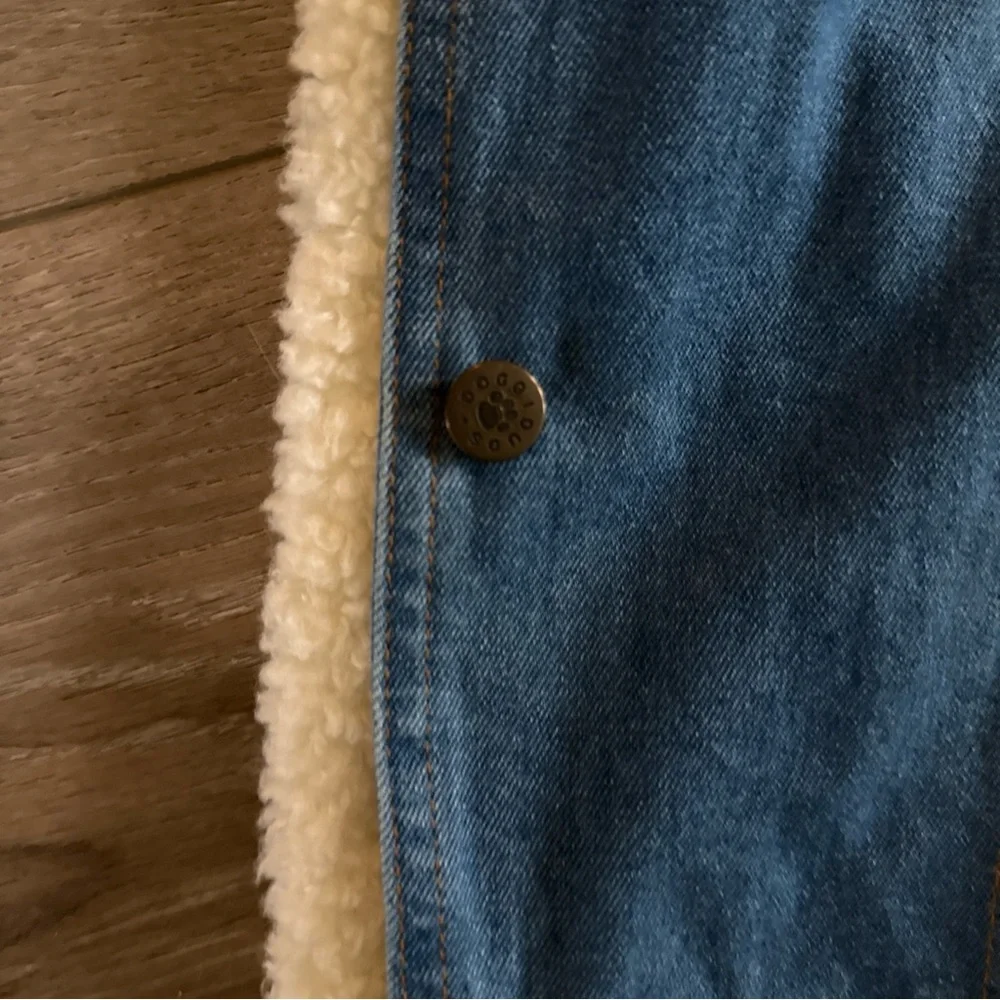 Doggieduds Collared‎ Dog Denim Fleece Outfit Size Medium?? 18” X 16”